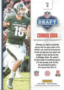 2016 Score - NFL Draft Black #3 Connor Cook Back