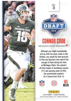 2016 Score - NFL Draft Gold #3 Connor Cook Back