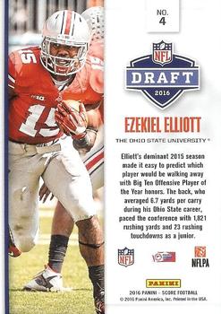 2016 Score - NFL Draft Gold #4 Ezekiel Elliott Back