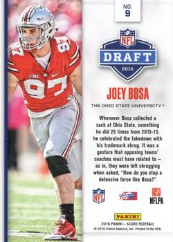 2016 Score - NFL Draft Gold #9 Joey Bosa Back