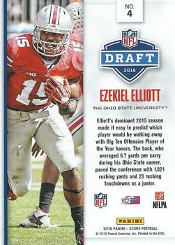 2016 Score - NFL Draft Red #4 Ezekiel Elliott Back