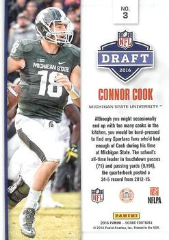 2016 Score - NFL Draft Jumbo Gold #3 Connor Cook Back