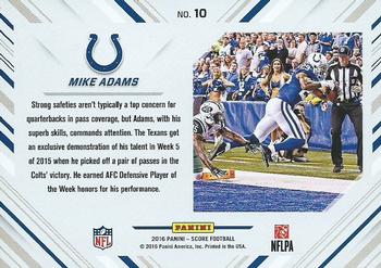 2016 Score - No Fly Zone Gold #10 Mike Adams Back