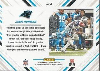 2016 Score - No Fly Zone Red #4 Josh Norman Back