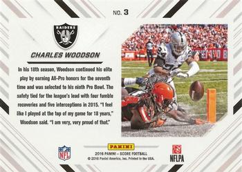 2016 Score - No Fly Zone Jumbo Gold #3 Charles Woodson Back