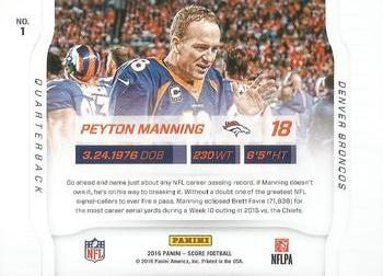 2016 Score - Sidelines #1 Peyton Manning Back