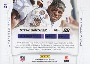 2016 Score - Sidelines #24 Steve Smith Sr. Back