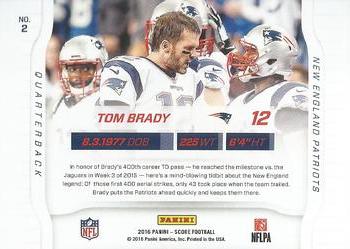 2016 Score - Sidelines Gold #2 Tom Brady Back