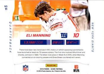 2016 Score - Sidelines Gold #11 Eli Manning Back