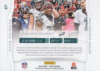 2016 Score - Sidelines Red #14 DeMarco Murray Back