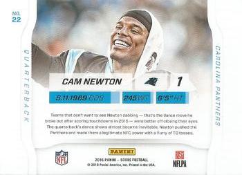 2016 Score - Sidelines Red #22 Cam Newton Back