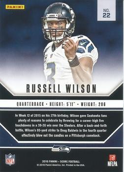 2016 Score - Signal Callers #22 Russell Wilson Back