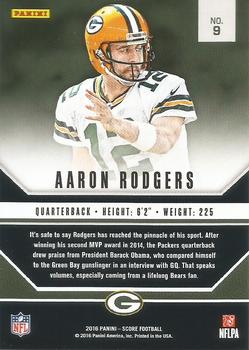 2016 Score - Signal Callers Gold #9 Aaron Rodgers Back