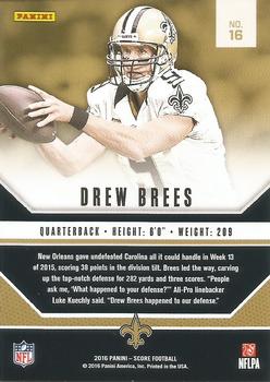 2016 Score - Signal Callers Gold #16 Drew Brees Back