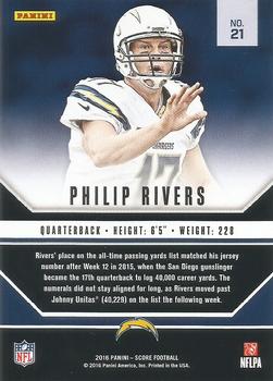 2016 Score - Signal Callers Gold #21 Philip Rivers Back