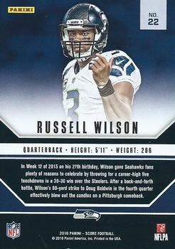 2016 Score - Signal Callers Gold #22 Russell Wilson Back