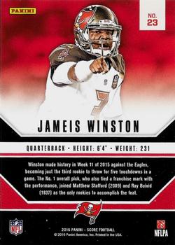 2016 Score - Signal Callers Gold #23 Jameis Winston Back