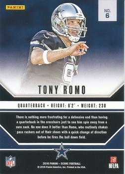 2016 Score - Signal Callers Green #6 Tony Romo Back
