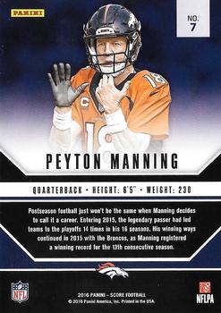 2016 Score - Signal Callers Green #7 Peyton Manning Back