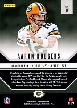2016 Score - Signal Callers Green #9 Aaron Rodgers Back