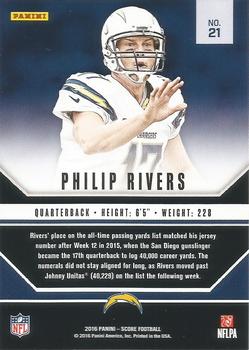 2016 Score - Signal Callers Red #21 Philip Rivers Back