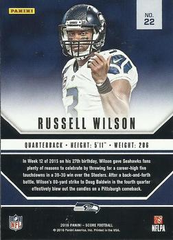 2016 Score - Signal Callers Red #22 Russell Wilson Back