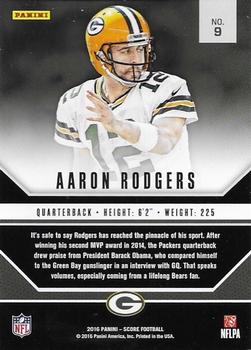 2016 Score - Signal Callers Jumbo Red #9 Aaron Rodgers Back