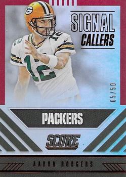 2016 Score - Signal Callers Jumbo Red #9 Aaron Rodgers Front