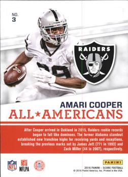 2016 Score - All-Americans #3 Amari Cooper Back