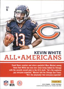 2016 Score - All-Americans #5 Kevin White Back