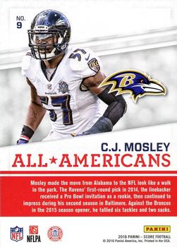 2016 Score - All-Americans #9 C.J. Mosley Back