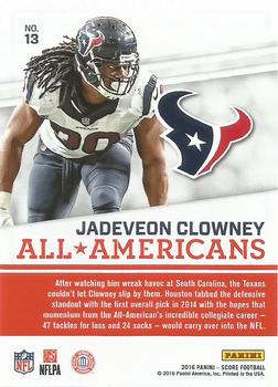 2016 Score - All-Americans #13 Jadeveon Clowney Back