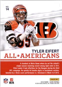 2016 Score - All-Americans #14 Tyler Eifert Back