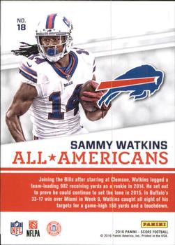 2016 Score - All-Americans #18 Sammy Watkins Back
