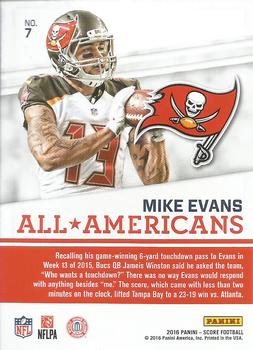 2016 Score - All-Americans Gold #7 Mike Evans Back