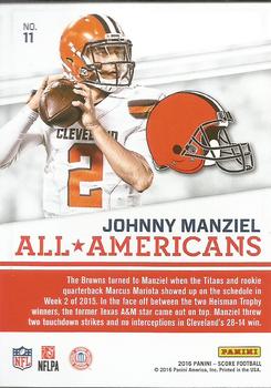 2016 Score - All-Americans Gold #11 Johnny Manziel Back