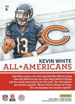 2016 Score - All-Americans Green #5 Kevin White Back