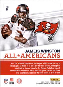 2016 Score - All-Americans Green #6 Jameis Winston Back