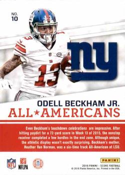 2016 Score - All-Americans Green #10 Odell Beckham Jr. Back