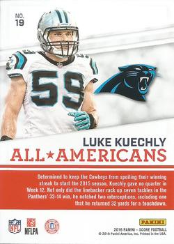 2016 Score - All-Americans Green #19 Luke Kuechly Back