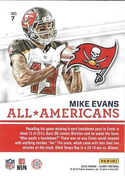 2016 Score - All-Americans Red #7 Mike Evans Back