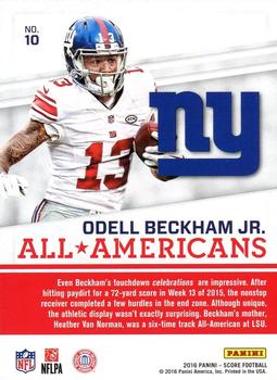 2016 Score - All-Americans Red #10 Odell Beckham Jr. Back