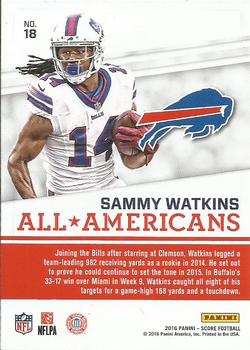 2016 Score - All-Americans Red #18 Sammy Watkins Back