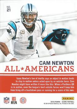 2016 Score - All-Americans Red #21 Cam Newton Back
