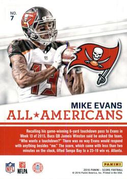 2016 Score - All-Americans Jumbo Red #7 Mike Evans Back