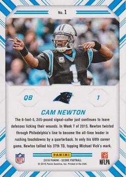 2016 Score - Chain Reaction Red #1 Cam Newton Back