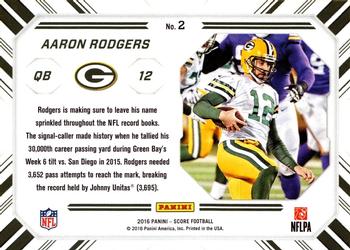2016 Score - Chain Reaction Red #2 Aaron Rodgers Back
