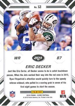 2016 Score - Chain Reaction Red #12 Eric Decker Back