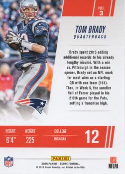 2016 Score - Franchise Green #3 Tom Brady Back