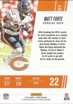 2016 Score - Franchise Green #21 Matt Forte Back